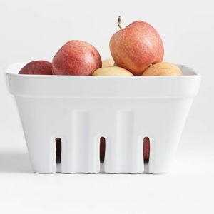 Extra-Large White Stoneware Berry Box Colander