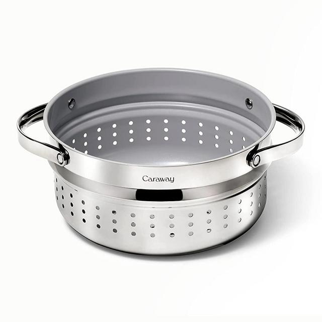 Caraway Steamer - Stainless Steel Steamer with Handles - Non Stick, Non Toxic Coating - Steam Veggies, Seafood, and More - Compatible With Our Dutch Oven or Sauce Pan - Large
