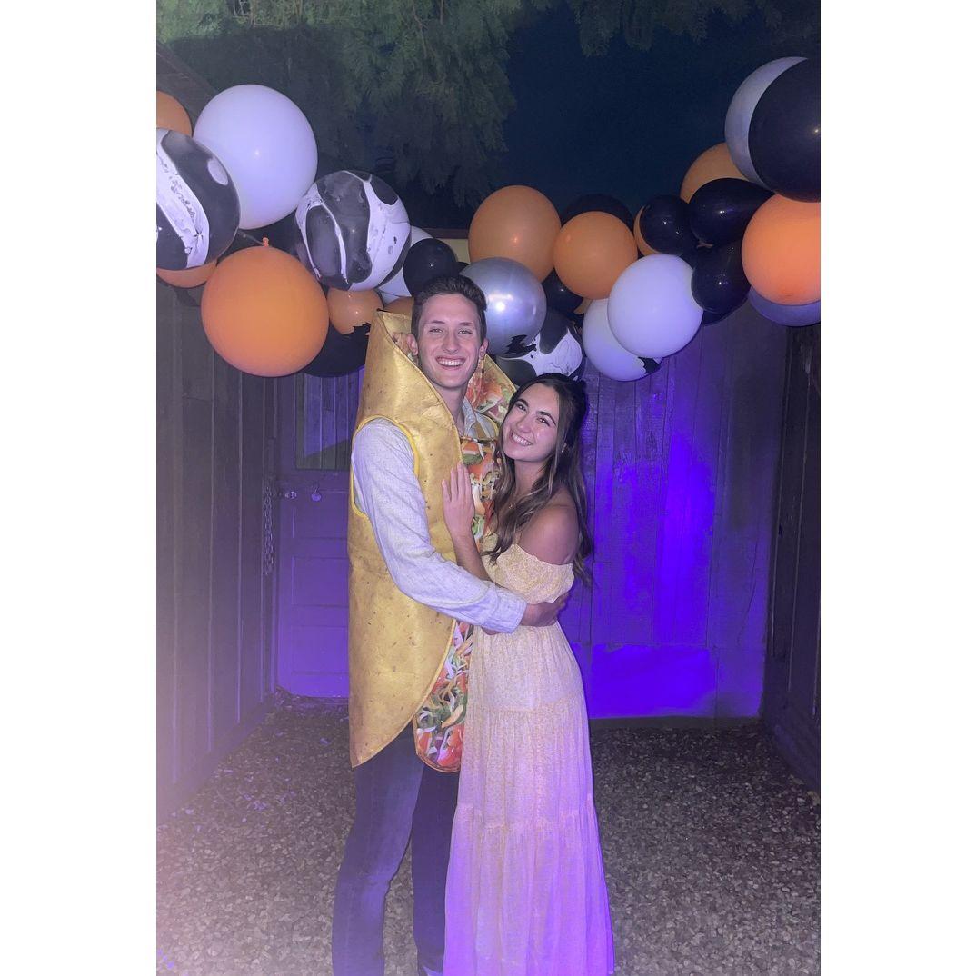 Our first Halloween as a couple! We dressed up as Jacob's favorite restaurant, Taco Belle. Classy right?