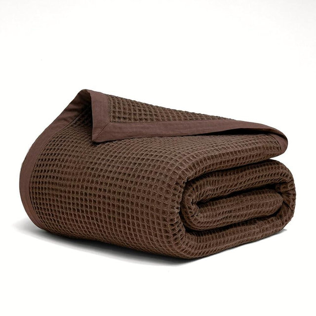 Salt Earth GOTS Certified 100% Organic Cotton Throw Blanket, 108"X108" Blankets & Throws for Bed, Throw Blanket for Couch,Modern & Cozy Blanket, All Season Waffle Blanket, Soft Blanket (Potting Soil)