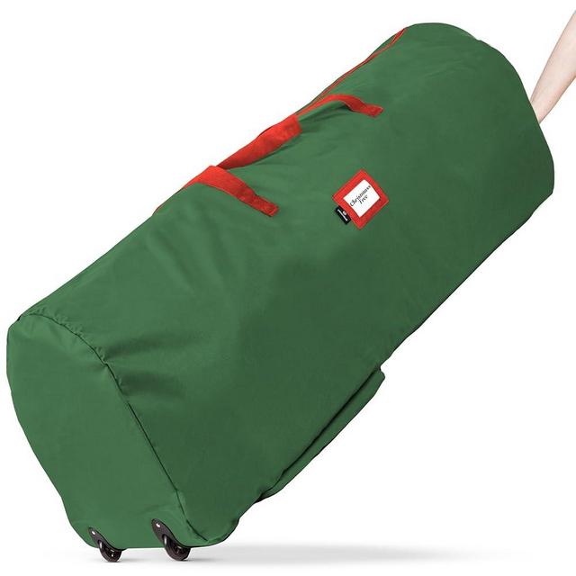 Rolling Tree Storage Bag - Storage for 7.5-Foot Artificial Christmas Holiday Tree. Zippered Bag, Carry Handles and Wheels for Easy Transport. Protects Against Dust, Insects, and Moisture. (GREEN)