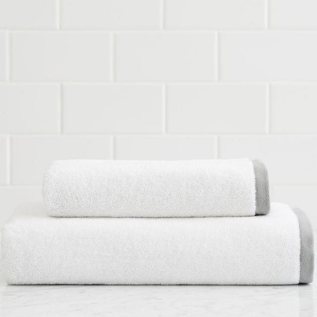 Light Gray Border Edge Organic Bath Towels
