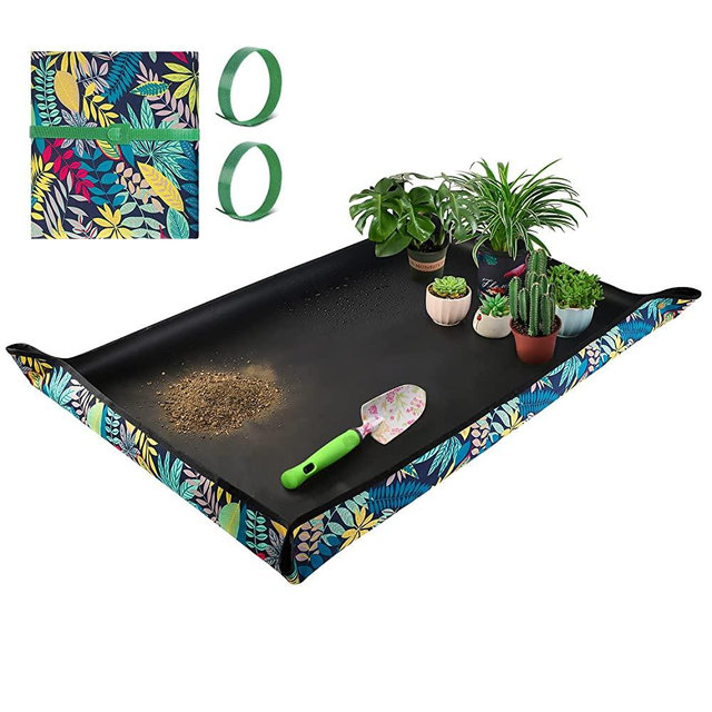 Large Repotting Mat for Indoor Plant Transplanting and Mess Control 43.5"x 29.5" Thick Waterproof Potting Mat Succulent Gardening Mat Portable Foldable Potting Tray Unique Gifts for Plant Lovers