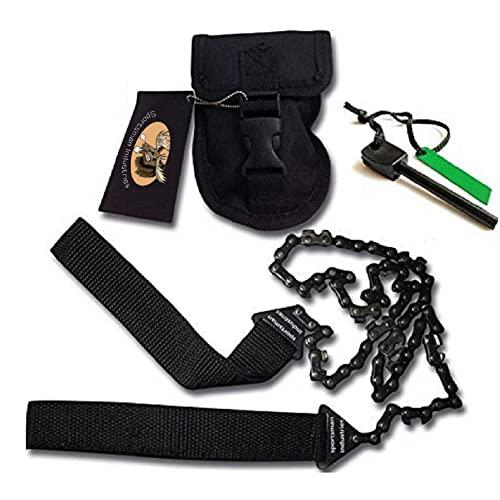 Sportsman Pocket Chainsaw 36 Inch Long Chain & FREE Fire Starter Best Compact Folding Hand Saw Tool for Survival Gear, Camping, Hunting, Tree Cutting or Emergency Kit. Replaces Your Pruning & Pole Saw