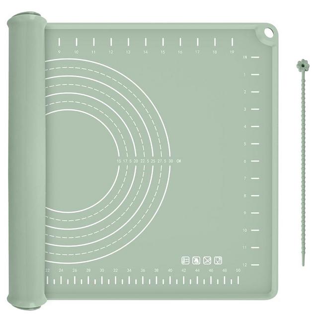 Silicone Pastry Mat Non Stick Baking Mat, 24" x 16" Kneading Mat With Measurements and Edge Heightening, Non-Slip Food Grade Silicone Dough Rolling Mat for Pastry Cookie Pizza Pasta