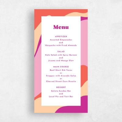 Fuchsia, Pink Wedding Menu - Laula