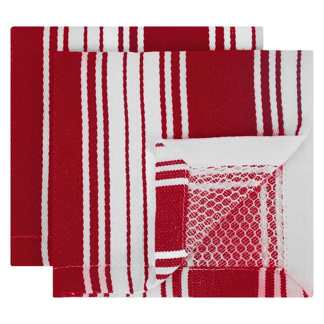 2pk Striped Dish Cloth Red - Mu Kitchen