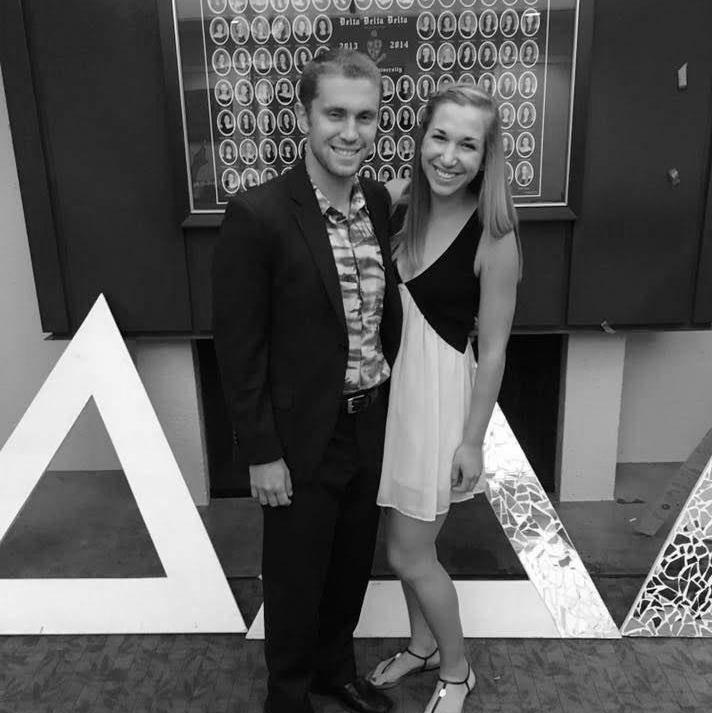 Elena and Josh at Tri Delta formal in Spring 2016. Elena did not like Josh's Hawaiian Shirt Suit but did not tell him at the time >:)