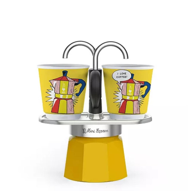 Set Mini Express "R" Lichtenstein Plus 2 Bicc. 2.8 OZ Coffeemaker