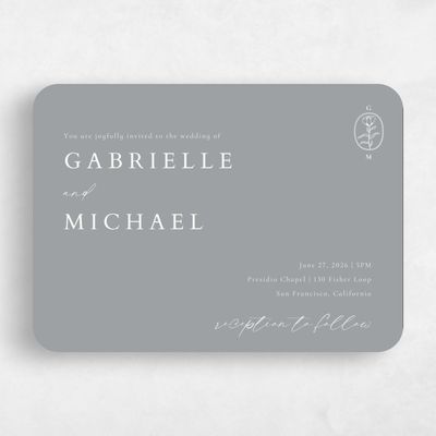 Grey Rounded Wedding Invitation - Sintra Landscape