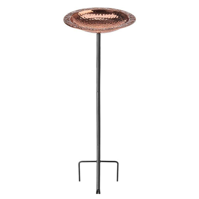 Copper Bird Bath On Garden Pole