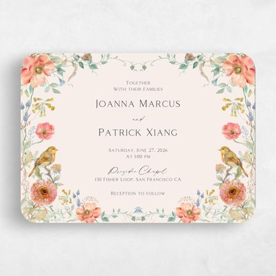 Beige Rounded Wedding Invitation - Aurelia Landscape