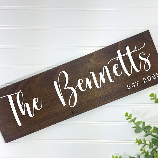 Personalized Last Name Sign – Custom Family Name Sign – Rustic Wood Sign for Wedding Gift, Anniversary, Housewarming, Couples, Newlyweds – Handmade Home Decor (He)