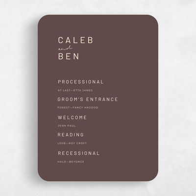 Brown Rounded Wedding Program - Garret