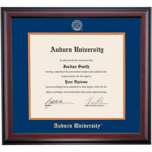 OCM DiplomaDisplay Traditional Frame for Auburn AU Tigers | 13" x 17" Diploma Certificates | Navy/Orange Mat | Home & Office | Graduation Gift