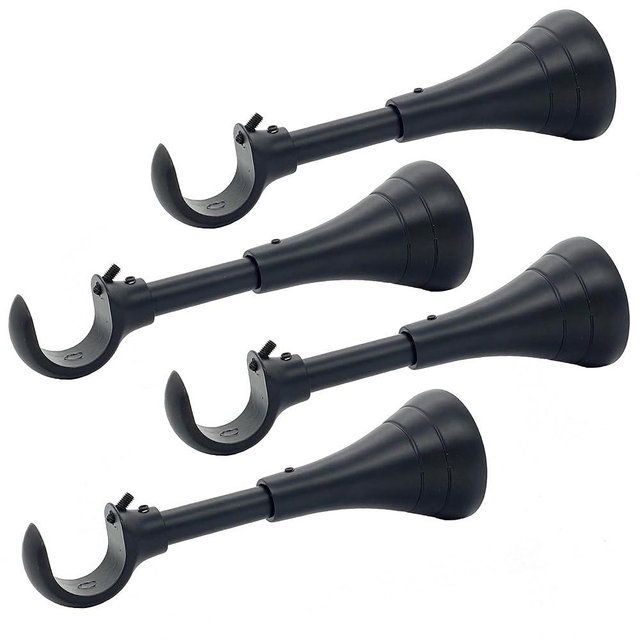6 in Curtain Rod Brackets, Heavy Duty Large Curtain Rod Bracket, Extra Long Curtain Holder for 3/4 to 1 inch Rods, 4 pcs Brackets for Curtain Rods, Wall Mount, Set of Four, Black