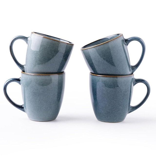 GBHOME Ceramic Coffee Mugs Set of 4, 12oz Stoneware Coffee Mugs Set For Dad Mom Women MEN, Light Weight Ceramic Coffee Cups for Latte/Tea/Beer/Hot Cocoa, Dishwasher & Microwave Safe