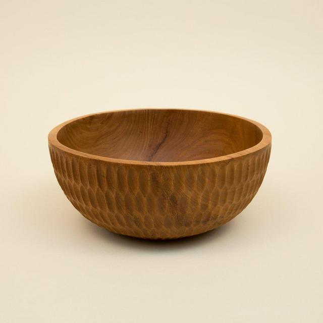 Etched Teak Bowl