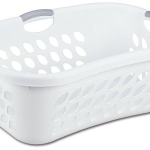 Sterilite 12108006 1.25 Bushel/44 Liter Ultra Hip Hold Laundry Basket, White Basket w/ Titanium Inserts, 6-Pack