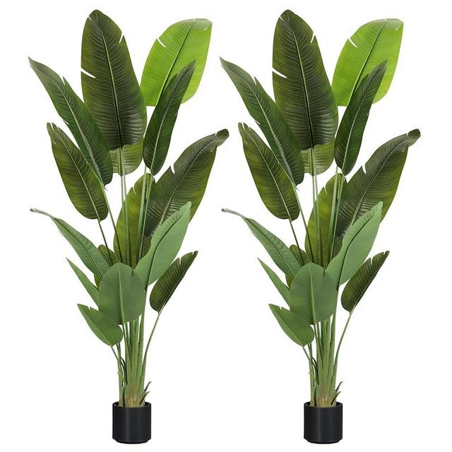 ProDeco Large Artificial Plants Indoor 7.2Ft Silk Bird of Paradise Big Tall Fake Tree Faux Green Silk Floor Potted Plants for Home Living Room Bedroom Office Decor (2 Pack)…