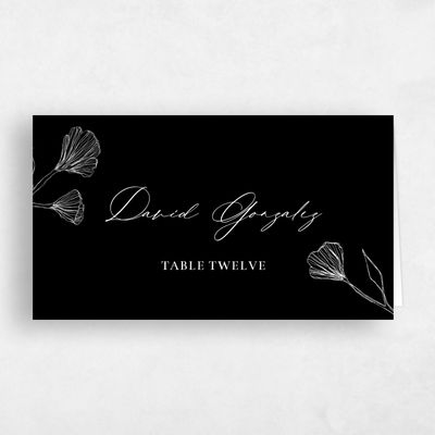 Black Modern Wedding Place Card - Ingrid
