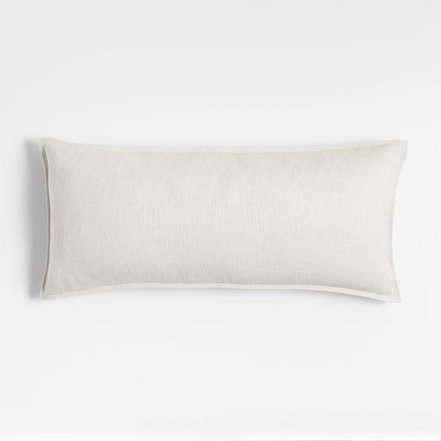 Ivory 36"x16" Laundered Linen Pillow with Feather-Down Insert