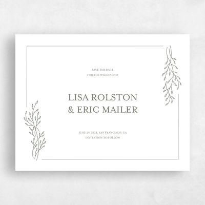 Green Fall Wedding Save the Date - Merrion Frame