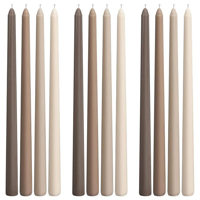 Viyffo 12 Inch Brown Taper Candles Set of 12 Unscented Smokeless Long Tall Tapered Candle for Candlesticks Sticks Wedding Advent Home Decor Dinner Christmas
