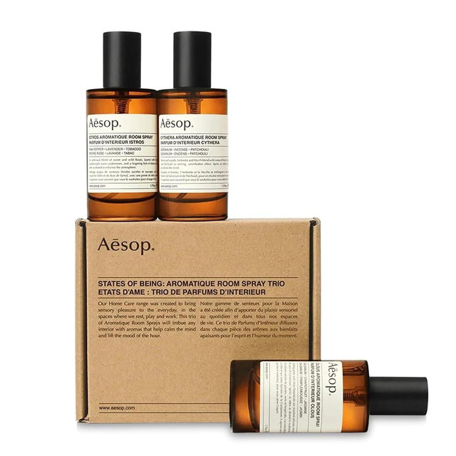 Aesop States of Being Aromatique Mini Room Spray Set – Olous, Cythera, & Istros | Fresh, Woody & Floral Scents | Long-Lasting Room & Linen Spray | 1.69 oz each (3PK)