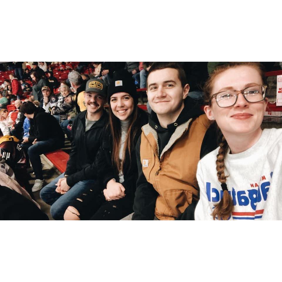 We have enjoyed staying busy during the colder months with Waterloo Black Hawks games with friends and Reagan's sister McKenna and her boyfriend (& Forrest's new best bud) Brandon.