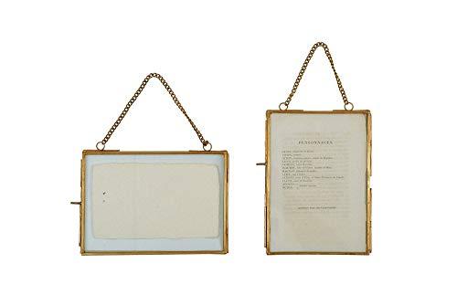 Creative Co-Op Turn of the Century 2 Piece Brass and Glass Picture Frame Set,Gold,5" by 7"