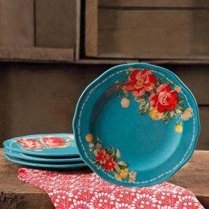The Pioneer Woman Vintage Floral Teal 8.5" Salad Plate Set, Set of 4 - Walmart.com