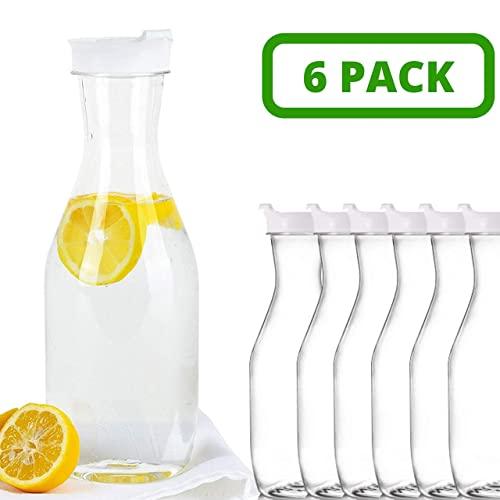 Party Bargains Clear Plastic Pitcher | Premium Quality & Heavy Duty Water Containers | Excellent for Iced Tea, Powdered Juice, Cold Brew, Mimosa Bar, More | 50 Oz. (6)