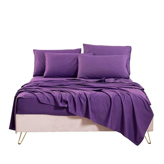 Bedlifes King Sheet Set- Cooling Sheets-Ultra Soft-Silky-Breathable-Deep Pocket- 1800 Series Bedding Set Microfiber- Purple Bed Sheets King Size 6 Pieces