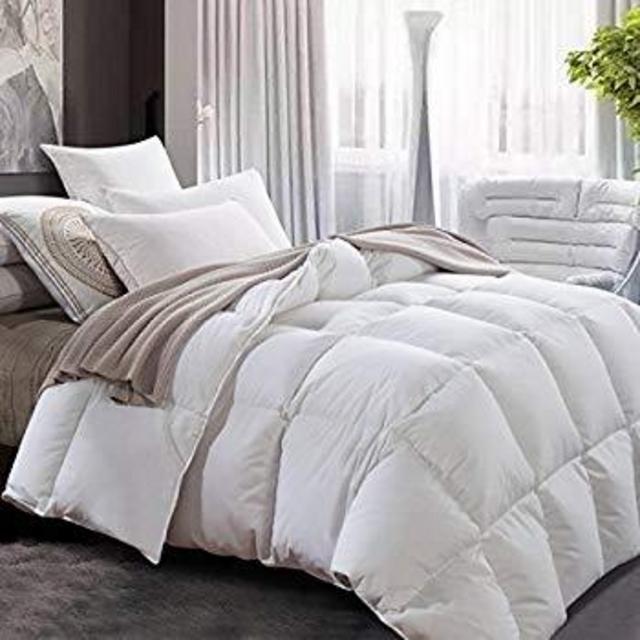 LUXURIOUS 1200 Thread Count GOOSE DOWN Comforter Duvet Insert, Queen Size, 1200TC - 100% Egyptian Cotton Cover, 750+ Fill Power, 50 oz Fill Weight, White Color