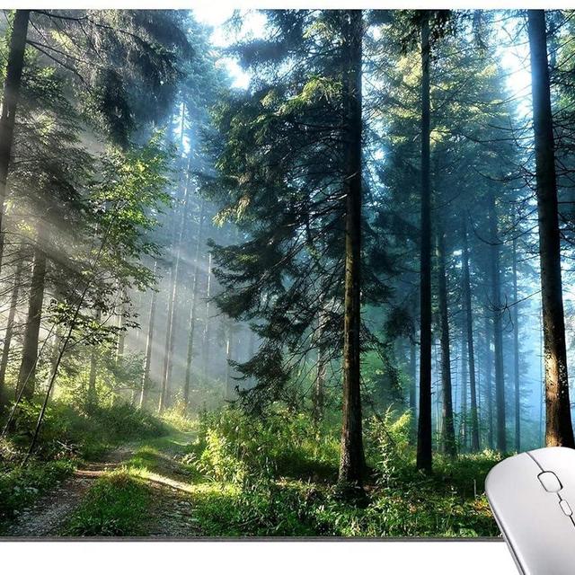 DUADELI Forest Mouse Pad, Natural Scenery Mouse Pad Custom Design, Square Waterproof Mouse Pad Non-Slip Rubber Base MousePads for Office Laptop, 9.5x7.9x0.12 Inch, Nature Misty Forest