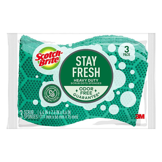 Scotch-Brite Scrub Dots Heavy Duty Sponge, Powerful Scrubbing, Rinses Clean, For Washing Dishes and Cleaning Kitchen, 3 Scrub Sponges