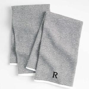 Textured Terry Black Organic Cotton Kitchen Towels, Set of 2 | Crate & Barrel