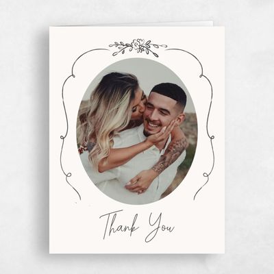 Dark Charcoal, Beige Wedding Thank You - Finley Photo