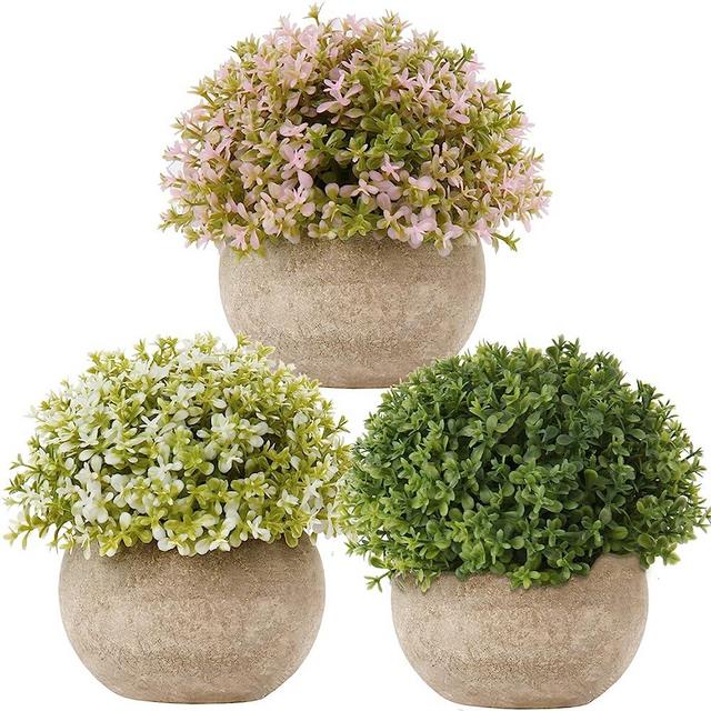 Briful Small Fake Plants Faux Potted Plant Mini Artificial Plants for for Home Table Office Room Desk Bathroom Shelf Kitchen Farmhouse Mantel Decoration