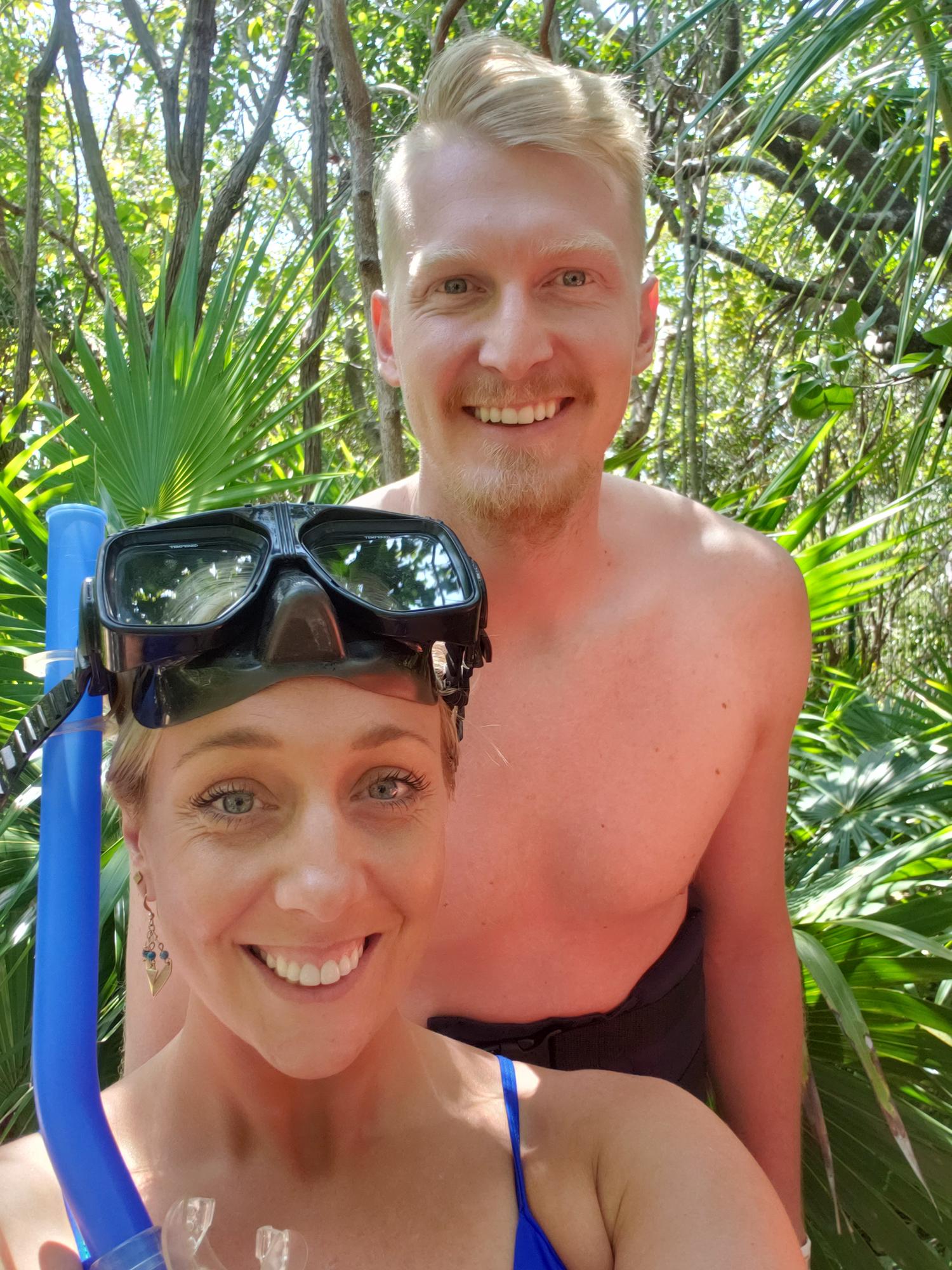 Snorkeling in Cancun Mexico on vacation with Lorraine's brother and sister-in-law. March 2020 - just before COVID shut everything down!