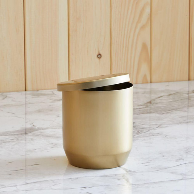 Caspian Bath Canister with Lid, Antique Brass