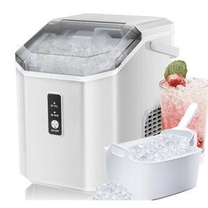 Antarctic Star Countertop Ice Maker with Soft Chewable Pellet Ice, 34lbs/24Hrs, One-Click Operation, Self-Cleaning Portable Peddle Ice Machine with Ice Scoop for Kitchen,Office,Bar,RV (White)