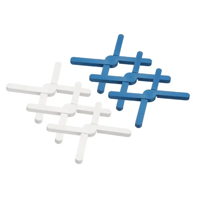 Unique Bargains Foldable Heat Resistant Non-Slip Silicone Trivet Mat for Pots Coasters White/Dark Blue 6 Pcs