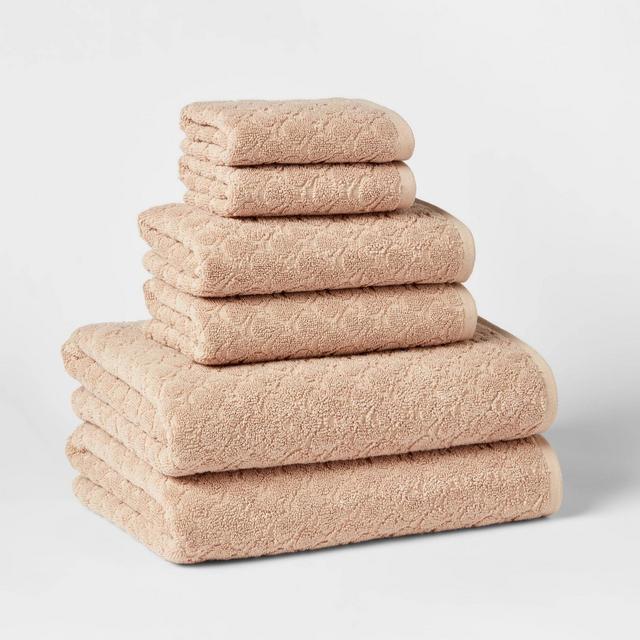 6pk Textured Bath Towel Set Tan - Threshold™