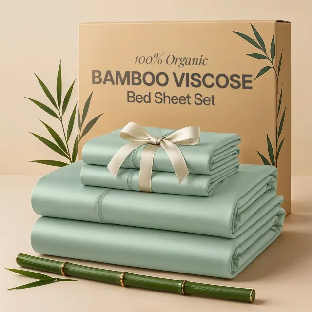 100% Viscose Derived From Bamboo Cooling Sheets 4-Piece Luxury Soft Deep Pocket Queen Size Sheet by Lux Decor - Sage