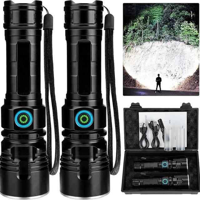 MILAOSHU Rechargeable Flashlights 990000 High Lumens - 2 Pack, 12 Hours Powerful LED Flash Light with Multiple Light Modes, Super Bright & IPX5 Waterproof Torch for Camping, Home, Emergencies