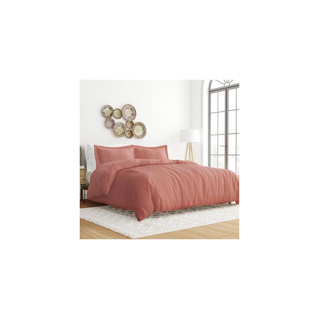Solid 3 Piece Duvet Cover Sets, 19 Colors - Ultra Soft, Easy Care, Wrinkle Free - Becky Cameron / Clay, Full/Queen