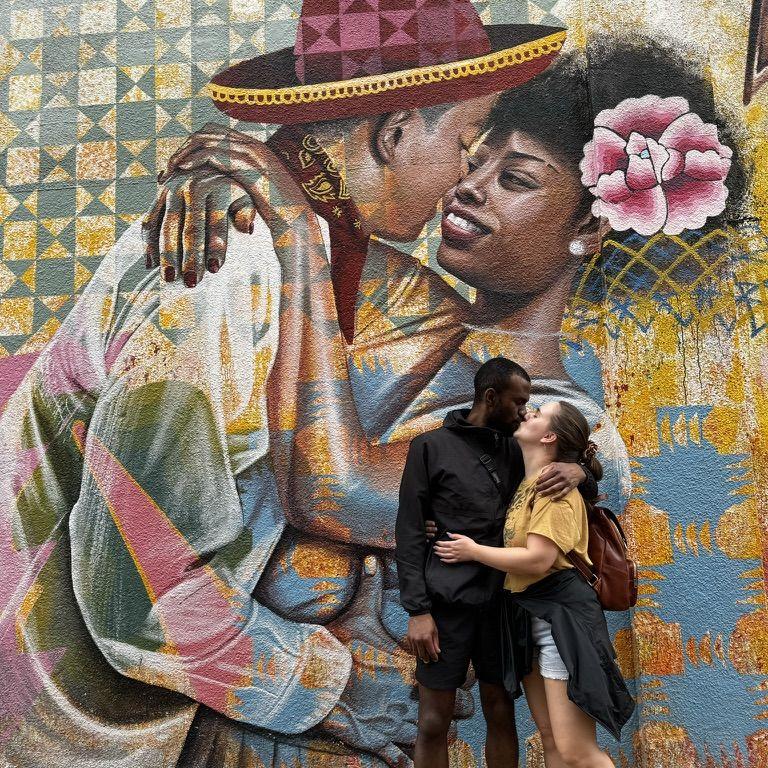 Posing with street art in Kingston, Jamaica. December 2023