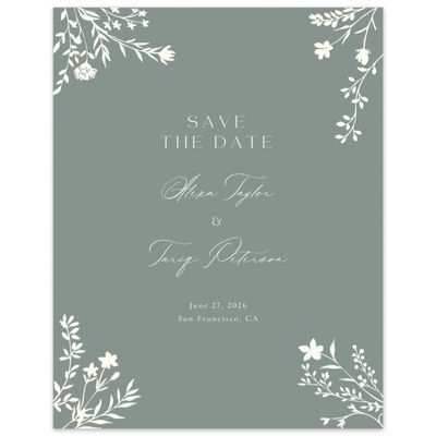 Green Modern Wedding Digital Save the Date - Hazel Portrait